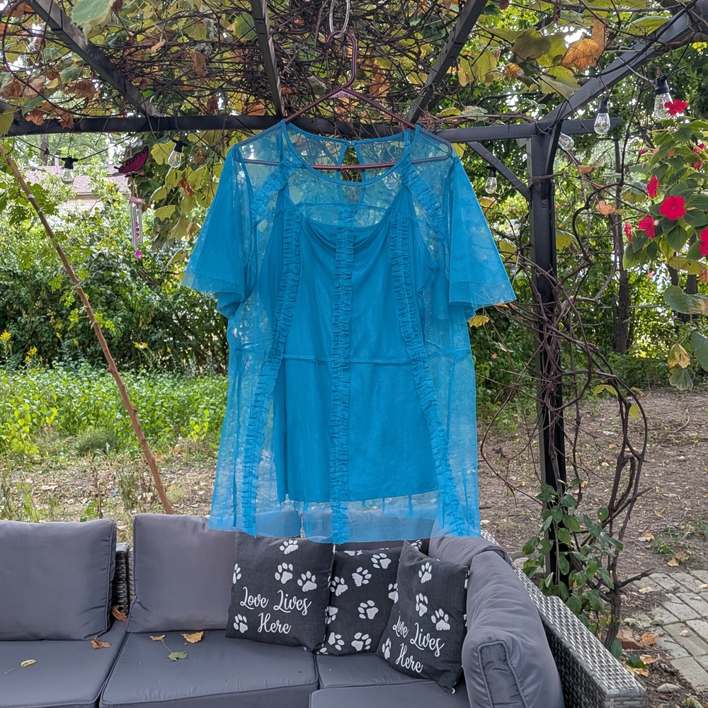 Lane Bryant Turquoise Mesh Top